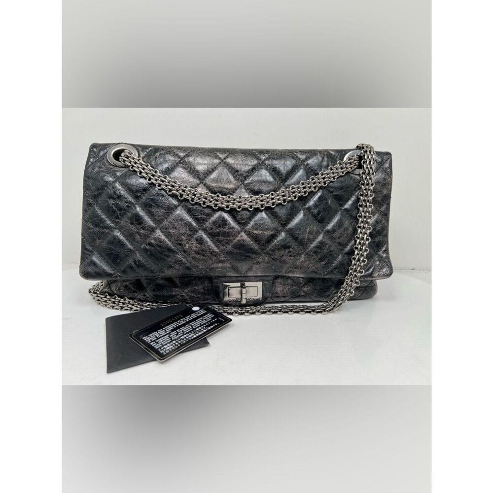 Chanel Quilted Aged Calfskin Silver / Gray Reissue 2.55 Double Flap 227